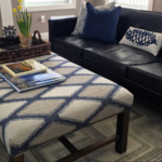Blue, white and gray ottoman